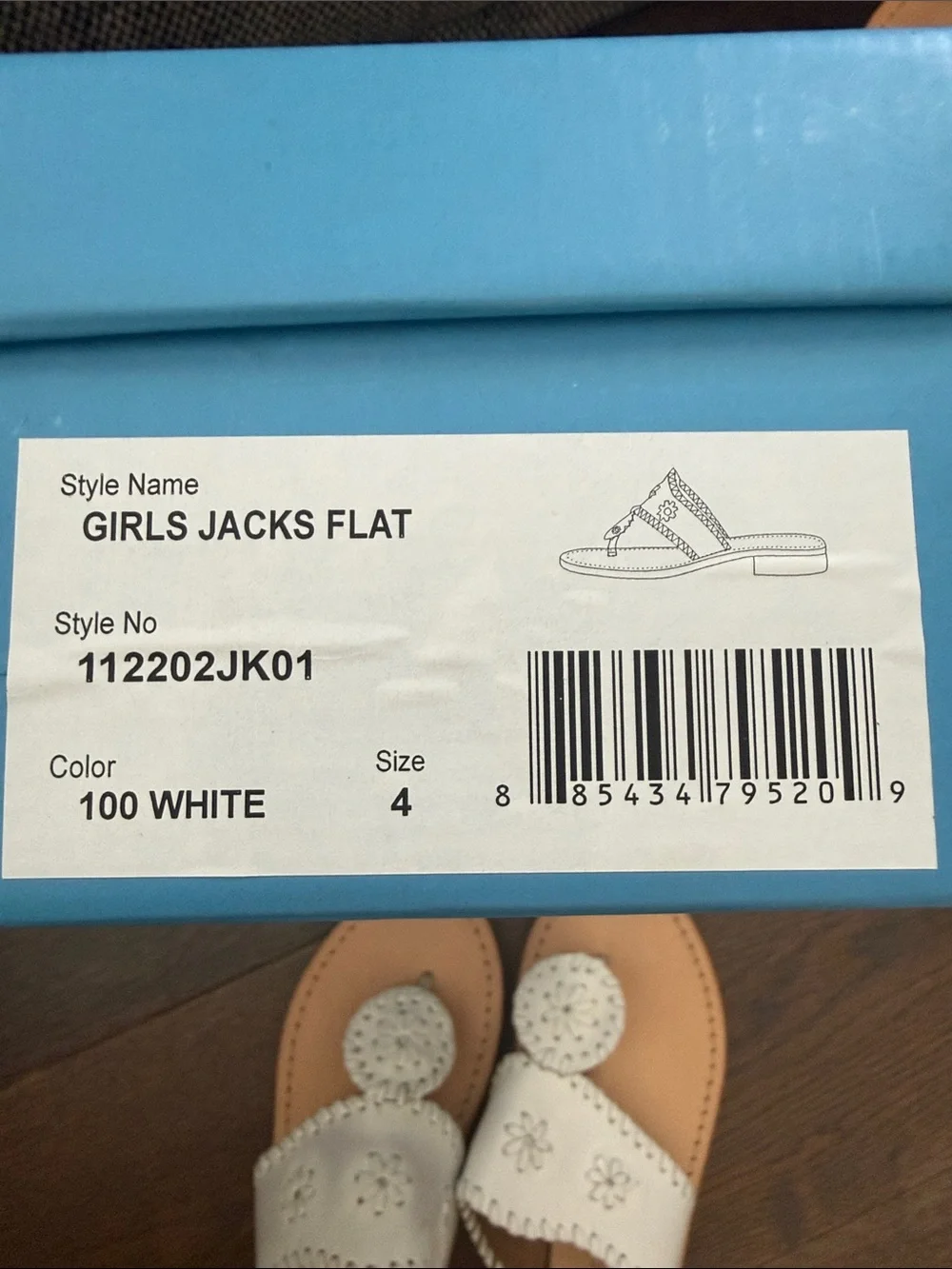 Jack Rogers Girls White Leather Slide Sandals with Floral Medallions
